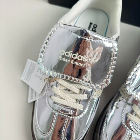 New Adidas Samba x Wales Bonner Silver Metallic Women Sneaker - Picture 2 of 6